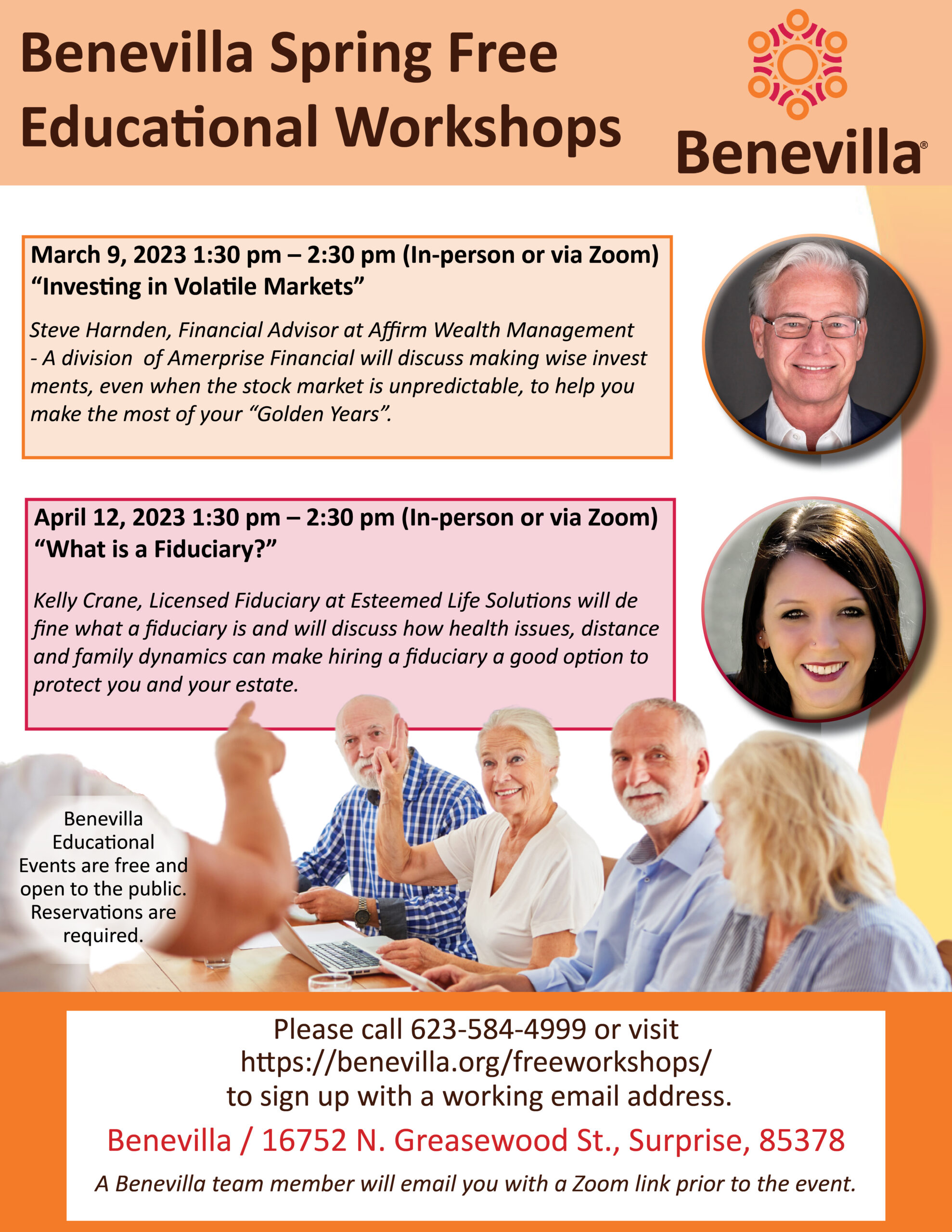 Benevilla Spring 2023 Educational Workshops