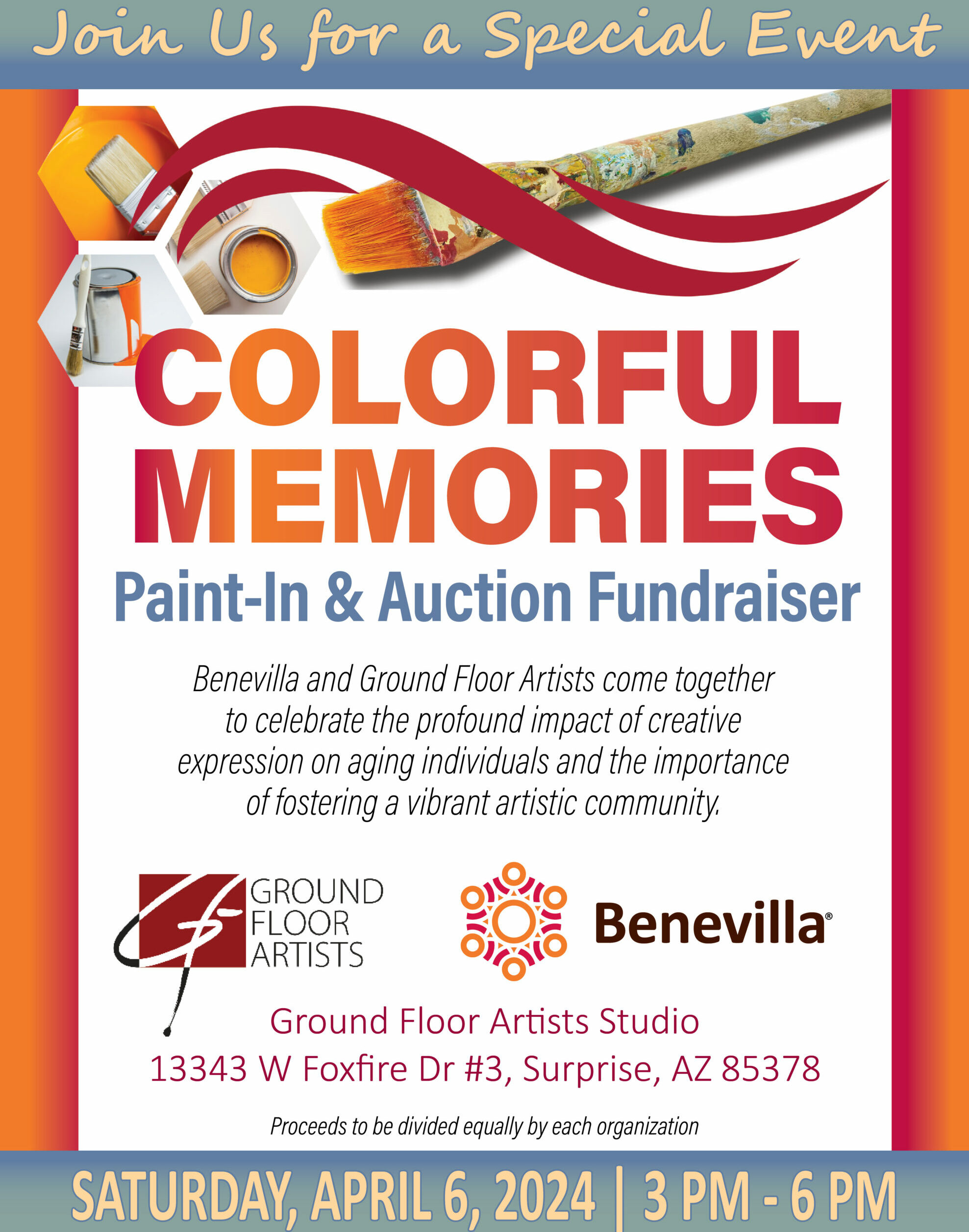 Benevilla Ground Floor Artists Colorful Memories Paint-In and Auction Fundraiser