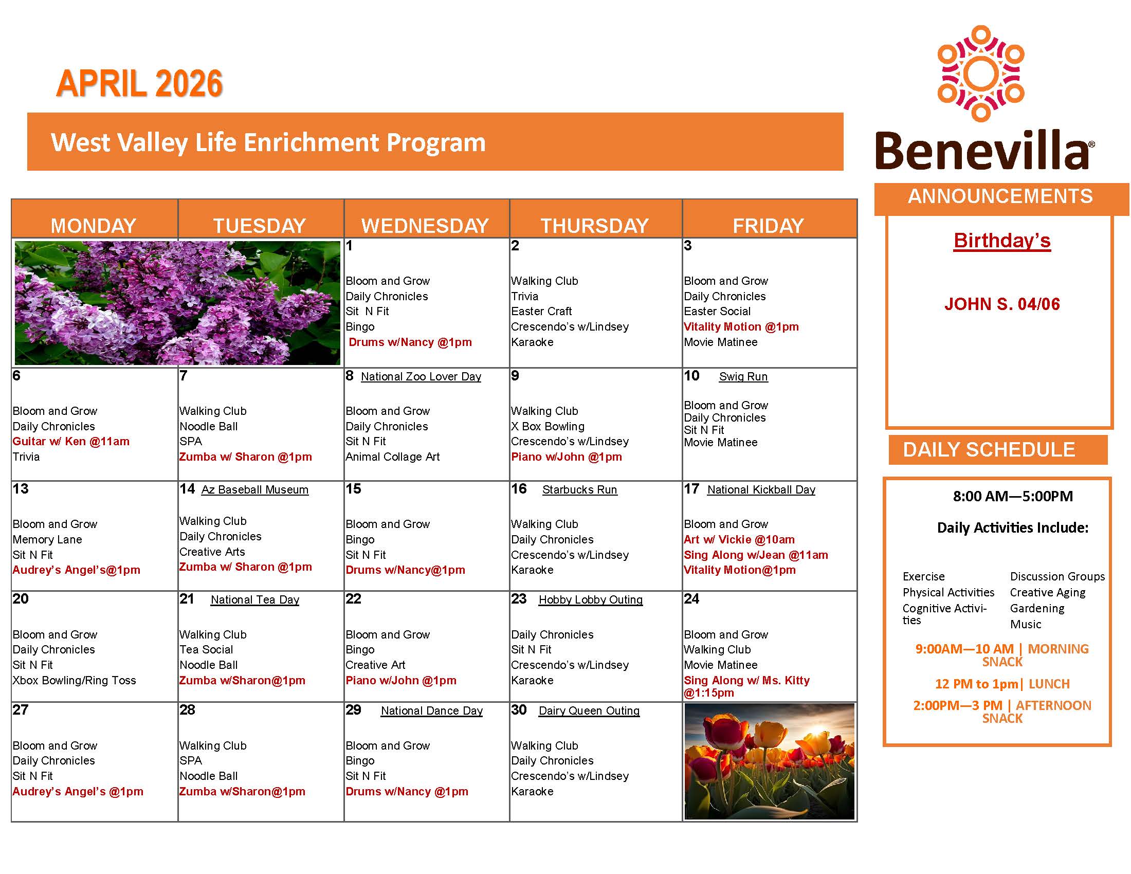 Lucy Anne's Place Calendar